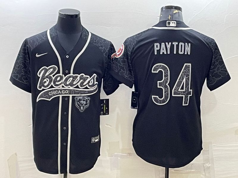 Men Chicago Bears #34 Payton Black Reflector 2022 Nike Co branded NFL Jerseys